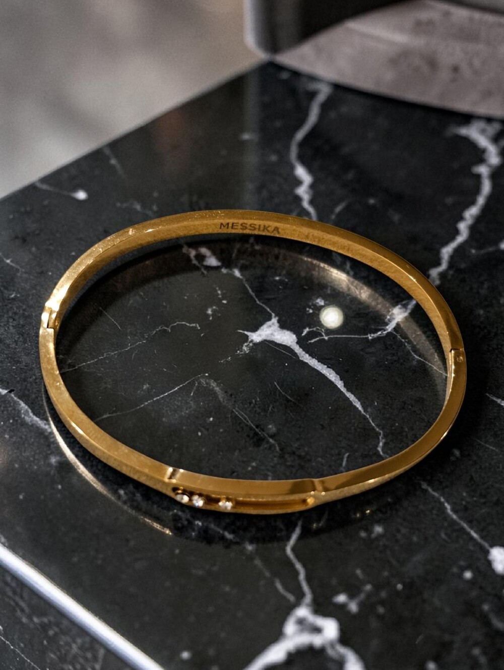 Gold Floating Stone Bangle - Picture 4 of 4